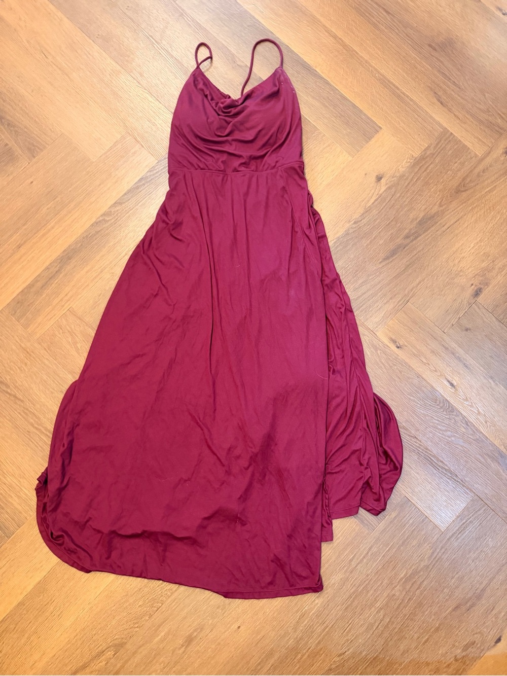 Women’s Sleeveless Cowl Neck Burgundy Dress